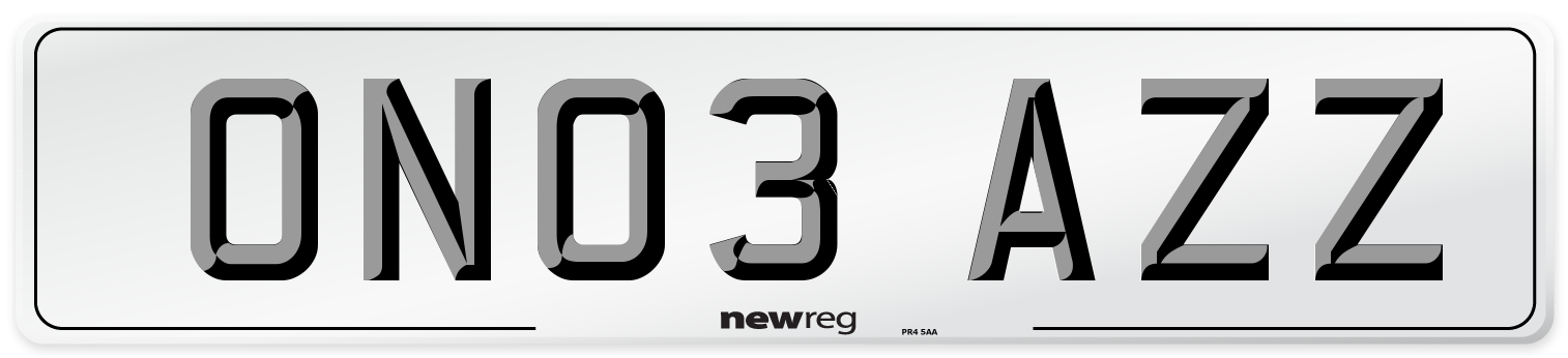 ON03 AZZ Number Plate from New Reg